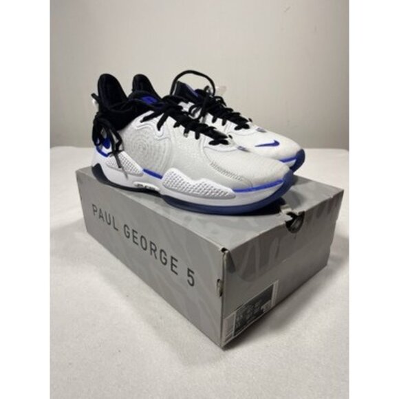 Nike PG 5 PS Playstation White Black Blue Paul George CW3144-100 Men’s Size 9.5 - Picture 1 of 16